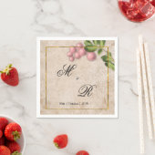  roze bessen bruiloft monogrammed servet (Insitu)