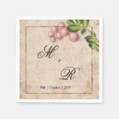  roze bessen bruiloft monogrammed servet (Voorkant)