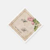  roze bessen bruiloft monogrammed servet (Hoek)