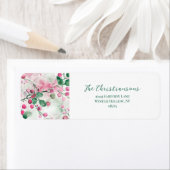 Roze bessen Elegante Bloemen Kerstmis Etiket (Insitu)