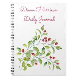 Roze bessen en Green Foliage Wedding Journal Notitieboek