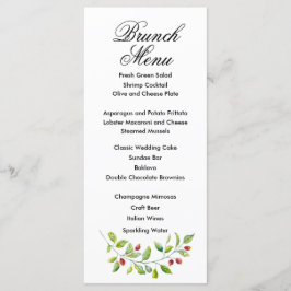 Roze bessen en groen blad Bruiloftsmenu Menu