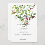 Roze bessen en groene olie bespaart de datum kaart (Voorkant / Achterkant)