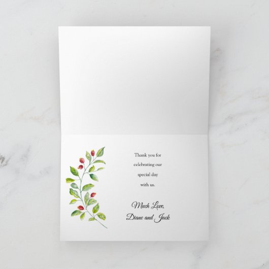 Roze bessen en groene olievlek Dank u wel Kaart (Binnen)