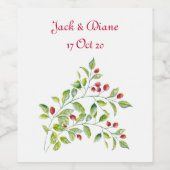 Roze bessen en groene olievraagstukken wijn etiket (Enkel label)