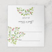 Roze bessen en Waterverf groene olie Plaatskaartje (Buitenkant ongevouwen)