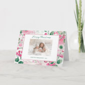 Roze bessen Foto Bloemen Kerst Kaart (Voorkant)