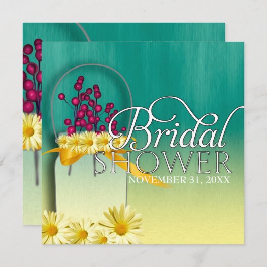 Roze bessen Mason Jar Spring Picnic Bridal Partij Kaart (Voorkant / Achterkant)