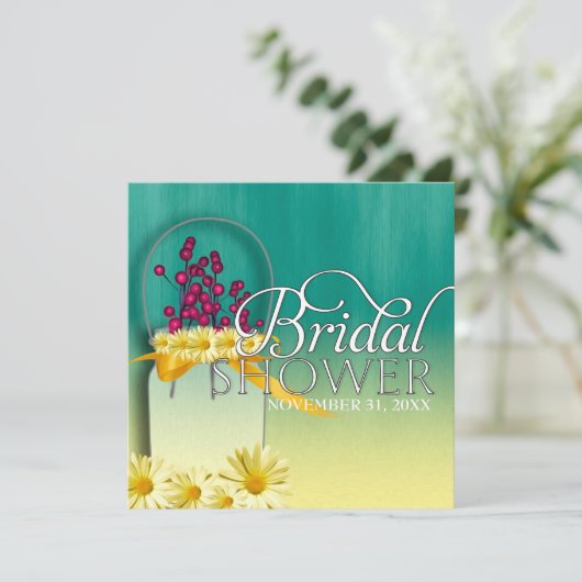 Roze bessen Mason Jar Spring Picnic Bridal Partij Kaart (Staand voorkant)