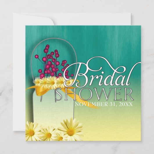 Roze bessen Mason Jar Spring Picnic Bridal Partij Kaart (Voorkant)