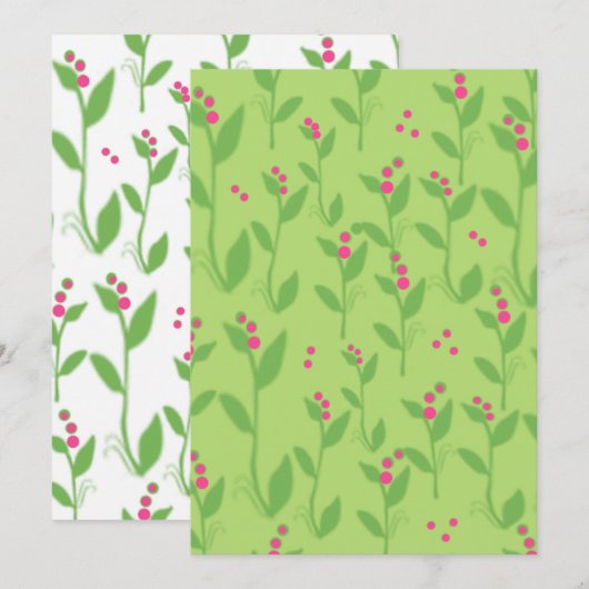 Roze bessen op groene bladeren (Voorkant / Achterkant)