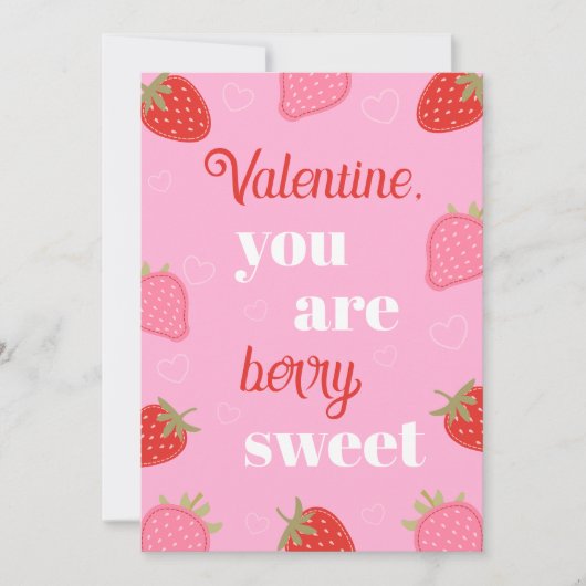 Roze bessen zoete aardbei Valentijnsdag Feestdagenkaart (Voorkant)