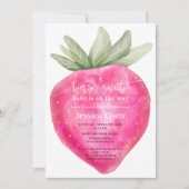 Roze bessen zoete waterverf aardbeien baby shower kaart (Voorkant)