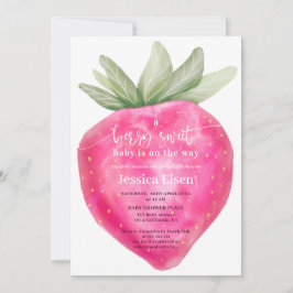Roze bessen zoete waterverf aardbeien baby shower kaart