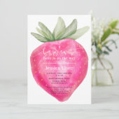 Roze bessen zoete waterverf aardbeien baby shower kaart (Staand voorkant)