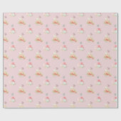 Roze Bessie Zoete Aardbei en Baby Fee Cadeaupapier (Vlak)