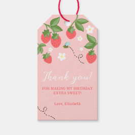 Roze Bessie Zoete Aardbei Verjaardag Favor  Cadeaulabel