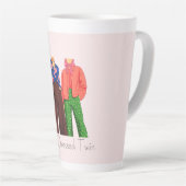 Roze Best geklede tweeling Latte Mok (Rechterhoek)