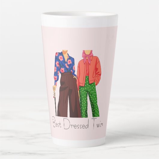 Roze Best geklede tweeling Latte Mok (Voorkant)