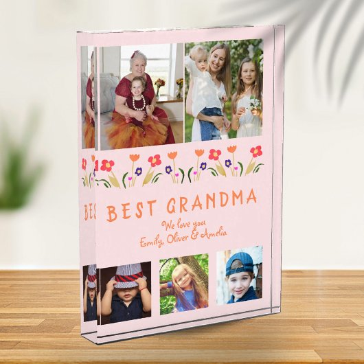 Roze Best Grandma Flowers Floral Family Fotoblokken