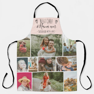Roze Beste chef-kok en oma foto collage raster Schort