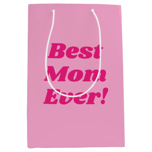 Roze beste mama ooit medium cadeauzakje (Voorkant)