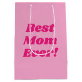 Roze beste mama ooit medium cadeauzakje (Achterkant)