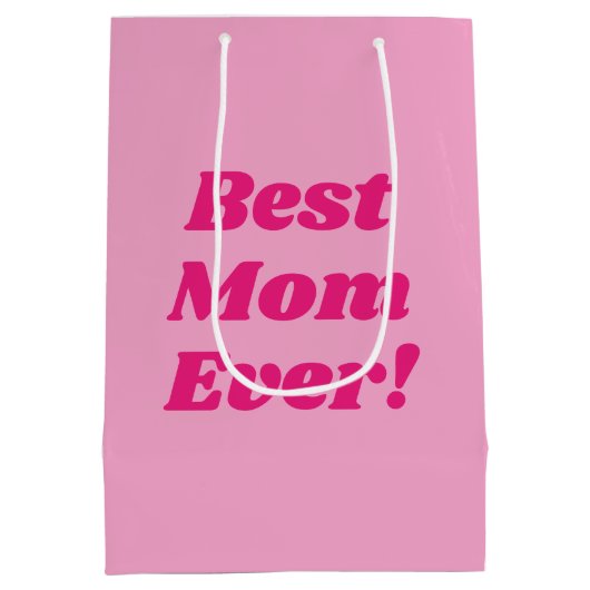 Roze beste mama ooit medium cadeauzakje (Achterkant)