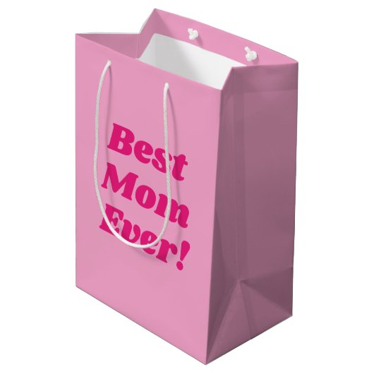 Roze beste mama ooit medium cadeauzakje (Achterkant Gekanteld)