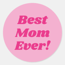 Roze beste mama ooit ronde sticker
