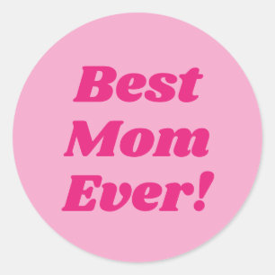 Roze beste mama ooit ronde sticker