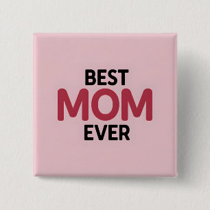 Roze beste mama ooit vierkante button 5,1 cm