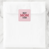 Roze beste mama ooit vierkante sticker (Tas)