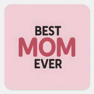 Roze beste mama ooit vierkante sticker