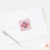 Roze beste mama ooit vierkante sticker (Envelop)
