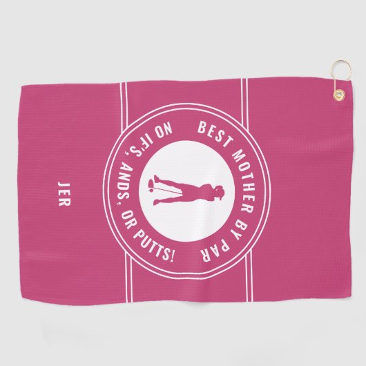 Roze beste moeder van Par Funny Putts Dames Golfer Golfhanddoek (Horizontaal)