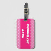 Roze Beste Vriend Reünie Bright Polka Dots Girly Bagagelabel (Voorkant (verticaal))