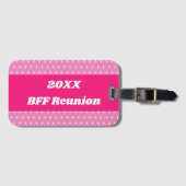 Roze Beste Vriend Reünie Bright Polka Dots Girly Bagagelabel (Voorkant (horizontaal))