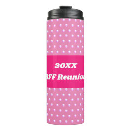 Roze Beste Vriend Reünie Bright Polka Dots Girly Thermosbeker