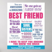 Roze Beste vrienden Bestie Citaten Poster (Voorkant)