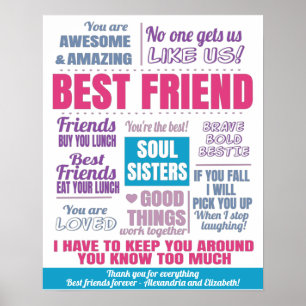 Roze Beste vrienden Bestie Citaten Poster