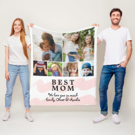 Roze beste Waterverf 6 Foto Collage Fleece Deken