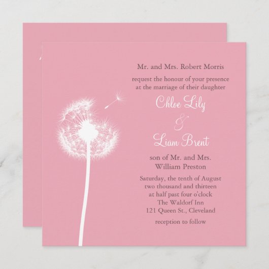 Roze beste wensen! huwelijksuitnodiging kaart (Voorkant / Achterkant)