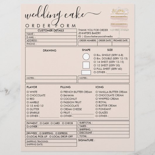 Roze bestellingsformulier voor crème ter gelegenhe flyer (Voorkant)