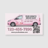 Roze Bestelwagen Schoonmaakservice Bedrijf Koelkas (Voorkant)