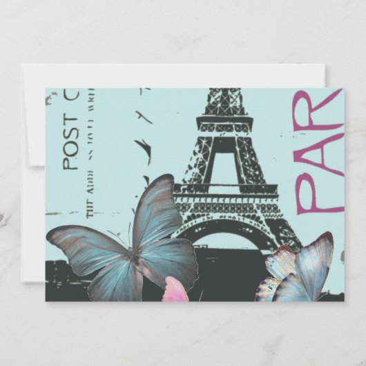 roze bestemming bruiloft Eiffeltoren Parijs Kaart (Achterkant)