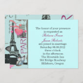 roze bestemming bruiloft Eiffeltoren Parijs Kaart (Voorkant / Achterkant)