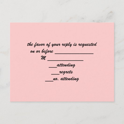 roze bestemminghuwelijk met Eiffeltoren in Parijs Uitnodiging Briefkaart (Achterkant)