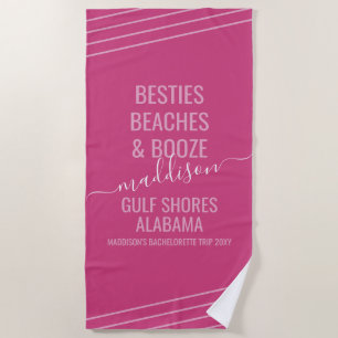 Roze Besties Beaches Booze Naam Strandlaken