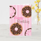 Roze Bestrooide Doughnut Kaart (Gele Bloem)